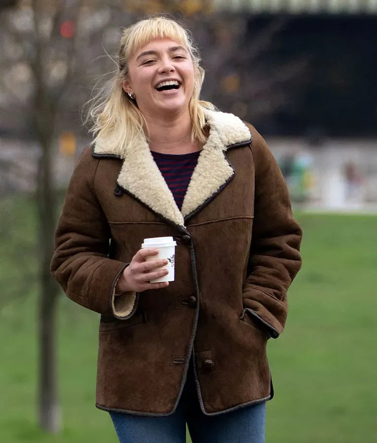 We Live in Time Almut Brown Shearling Jacket
