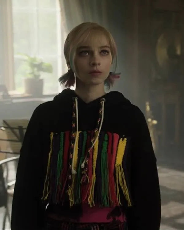 Wednesday Emma Myers Embroidered Cropped Hoodie