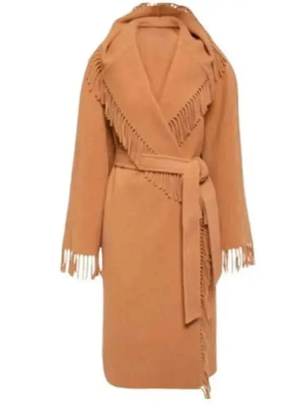 Wednesday Isadora Capri Brown Fringe Coat WorthVee