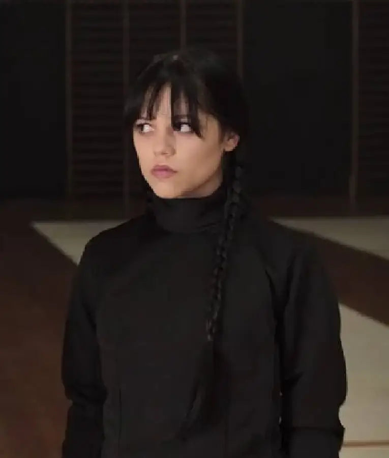 Wednesday Jenna Ortega Neck Cropped Black Shirt WorthVee