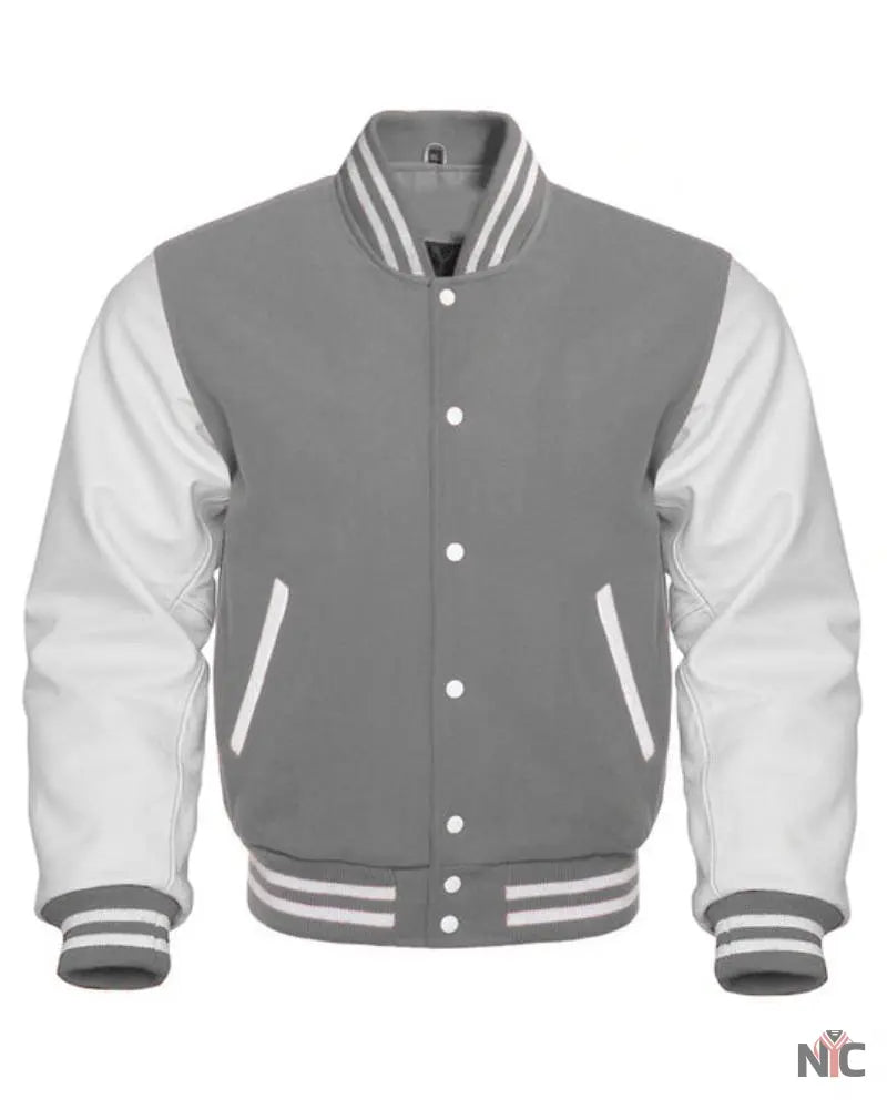 White And Grey Varsity Jacket Clanton Jacket