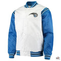 White and Blue Orlando Magic Renegade Varsity Satin Jacket Clanton Jacket