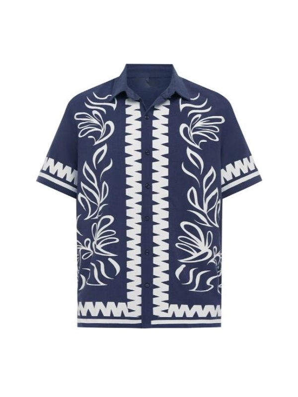 Perfect Match S4 Dave Hand Blue/White Floral Print Shirt WorthVee