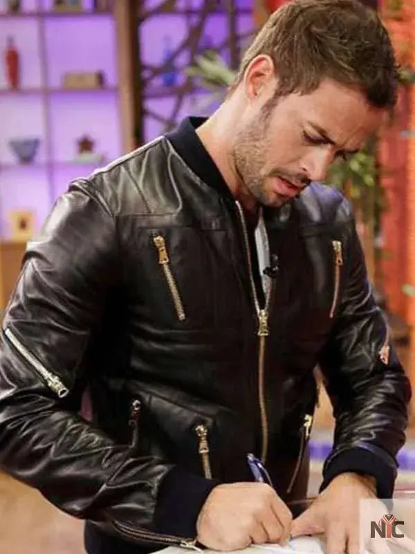 William Levy Despierta America Black Leather Jacket Clanton Jacket