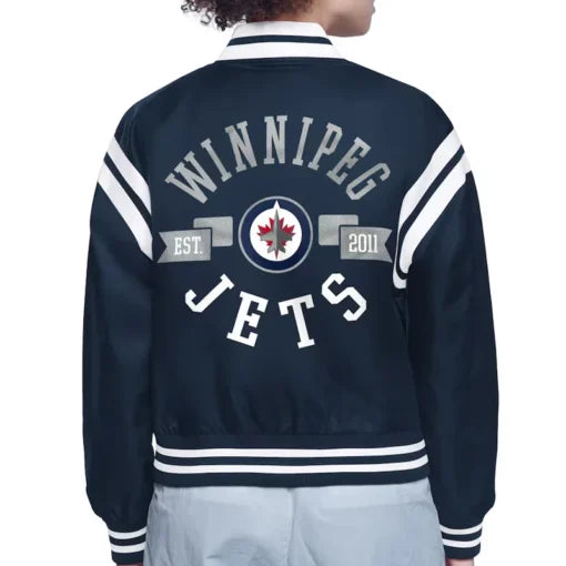 Winnipeg Jets Printed Logo Varsity Satin Jacket