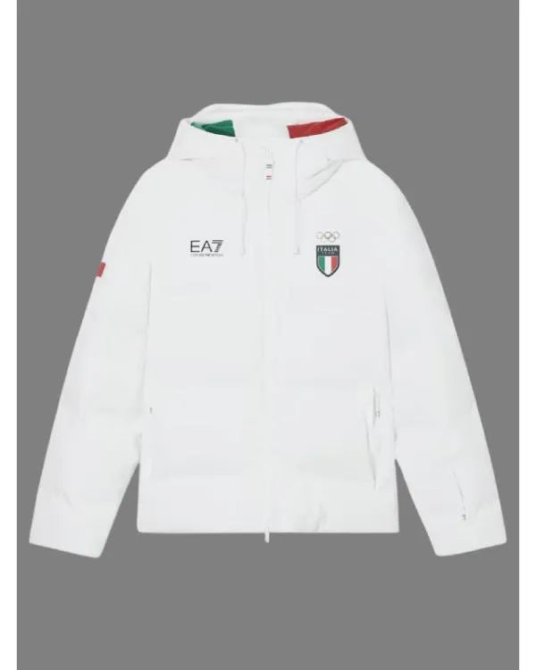 Winter Olympics 2026 Team Italy EA7 White Puffer Jacket