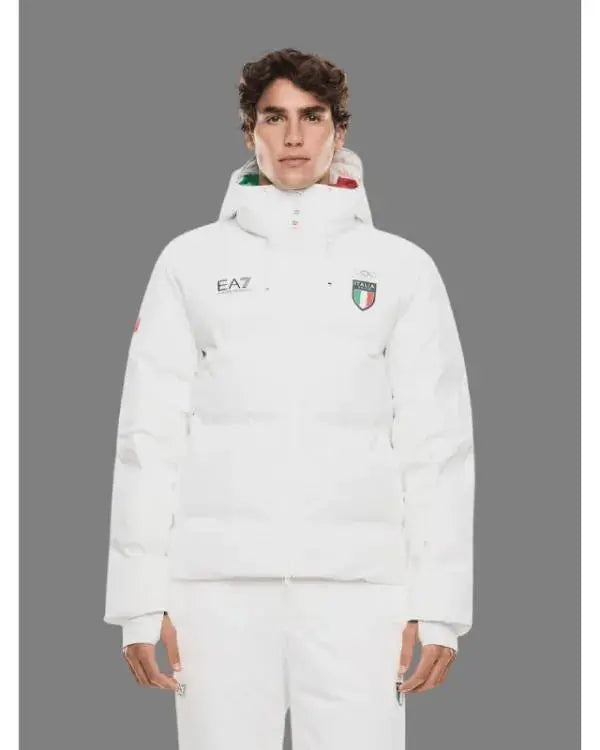 Winter Olympics 2026 Team Italy EA7 White Puffer Jacket WorthVee