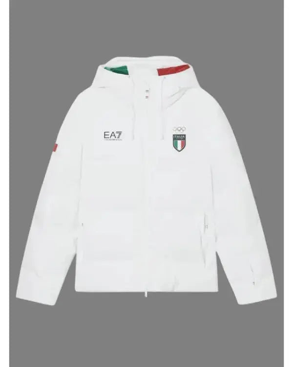 Winter Olympics 202 Team Italy EA7 White Puffer Jacket WorthVee