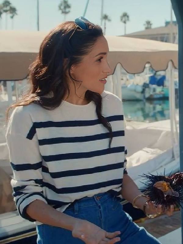 With Love Meghan S02 Meghan Markle White Striped Top WorthVee