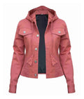 Women Pink Hooded Jacket