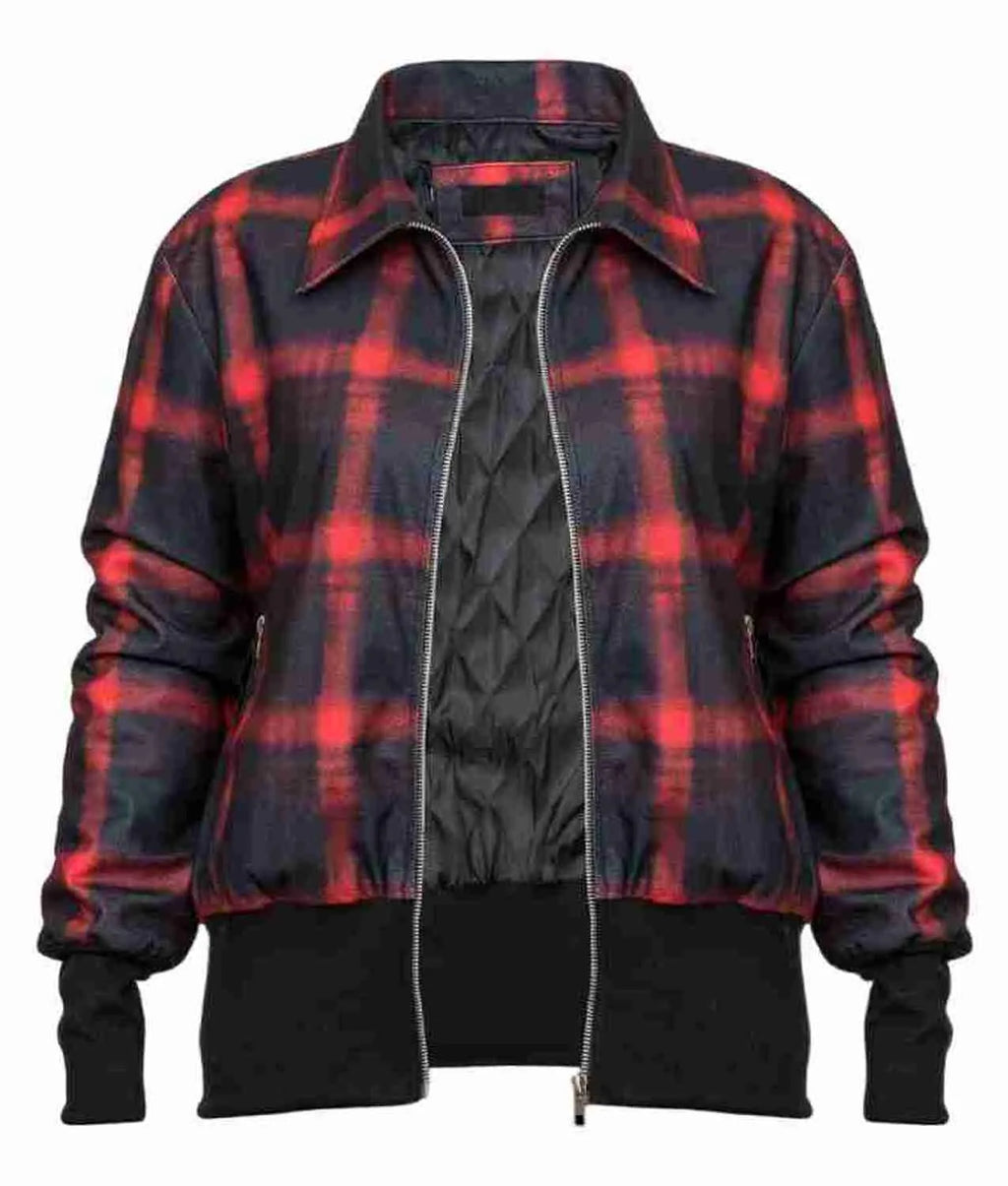 Women Plaid Zipper Jacket