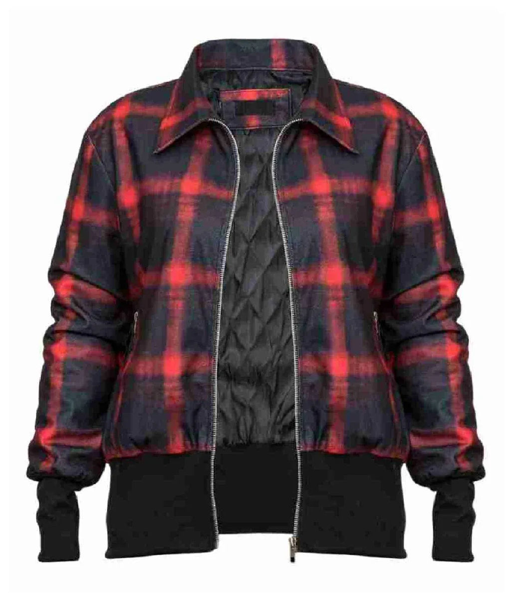 Women Plaid Zipper Jacket