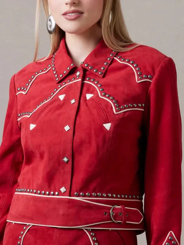 Women Rodeo Done & Dusted Leather Studded Jacket Clanton Jacket