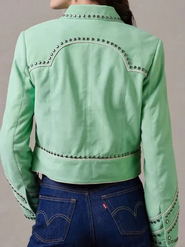 Women Rodeo Done & Dusted Leather Studded Jacket Clanton Jacket