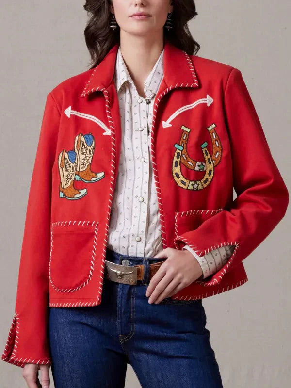 Women Rodeo Stampede Valley Red Jacket Clanton Jacket