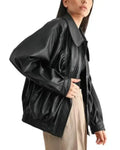 Women’s Black Oversized Retro Bomber Jacket WorthVee