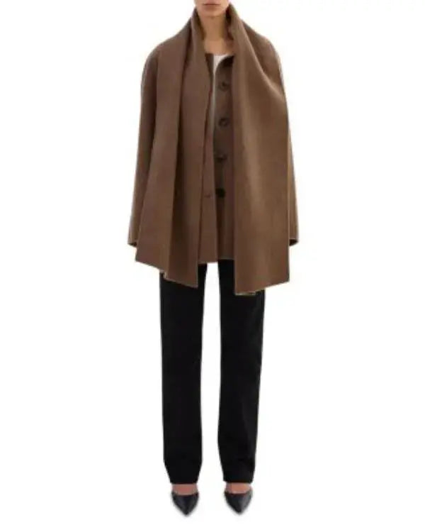 Women’s Brown Woolen Scarf Coat WorthVee