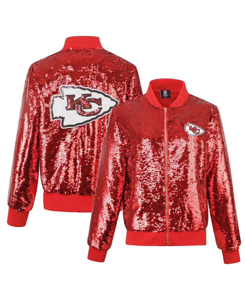 Women’s Kansas City Chiefs Cuce Red Full-Zip Sequin Jacket
