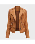 Women’s Tan Brown Blazer Style Leather Jacket WorthVee
