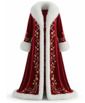 Womens Christmas Red Velvet Fur Cloak