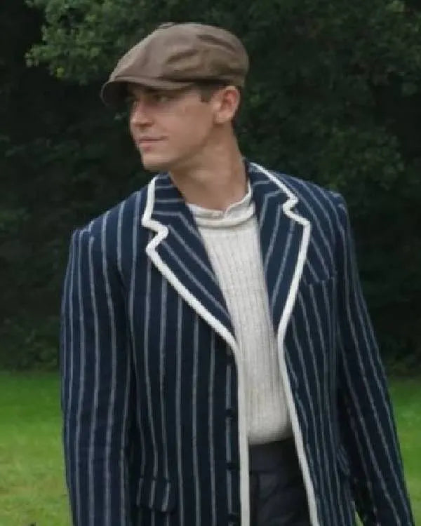 Young Sherlock Hero Fiennes Tiffin Striped Blazer