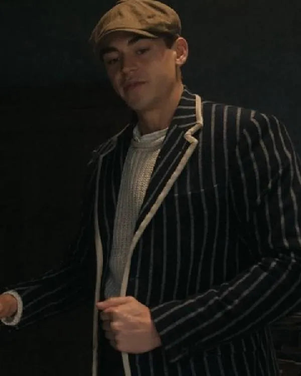 Young Sherlock Hero Fiennes Tiffin Striped Blazer