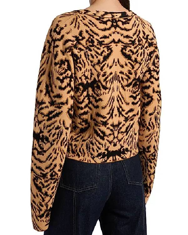 The Bold and the Beautiful Jacqueline MacInnes Wood Tiger Stripe Print Cardigan