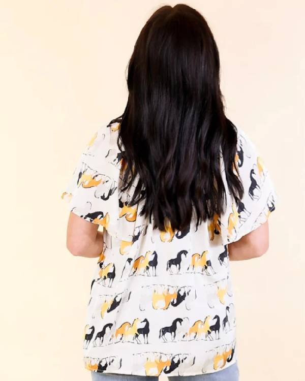 Good Morning America Becky Worley Horse Print Blouse Clanton Jacket