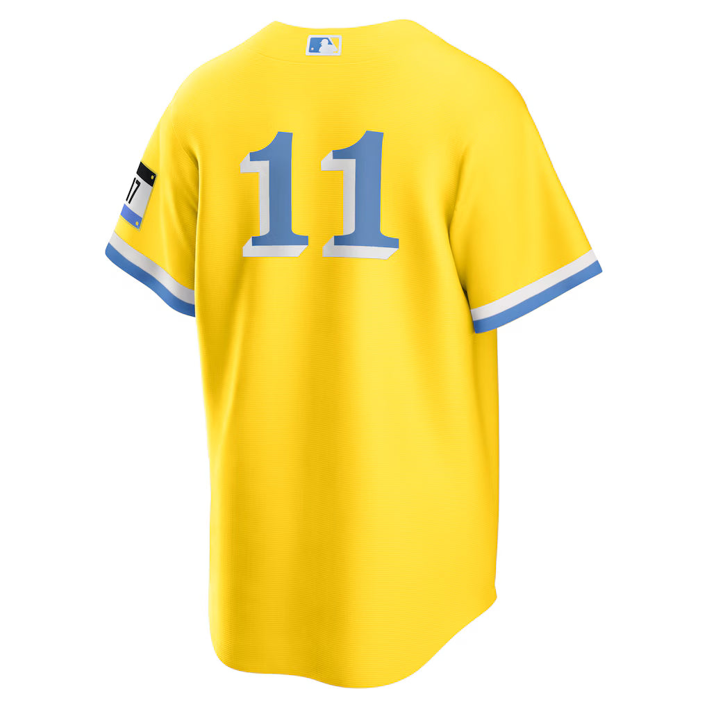 Men's Boston Red Sox Rafael Devers Nike Gold/Light Blue City Connect Replica Player Jersey Kansas Jacket