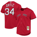 Men's Boston Red Sox David Ortiz Mitchell & Ness Red Cooperstown Collection Mesh Batting Practice Button-Up Jersey Kansas Jacket