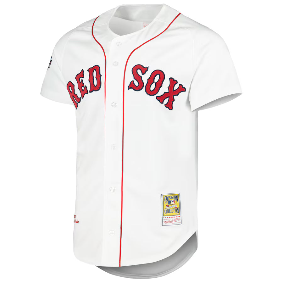 Men's Boston Red Sox David Ortiz Mitchell & Ness White Cooperstown Collection Authentic Jersey Kansas Jacket