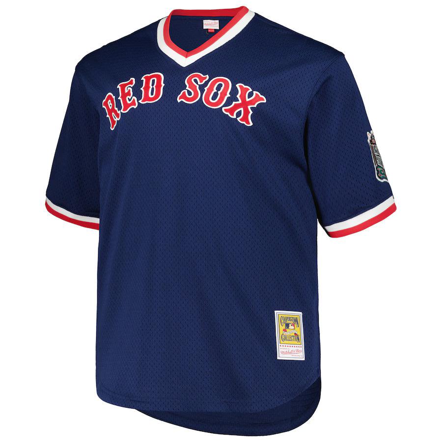 Men's Boston Red Sox Pedro Martinez Mitchell & Ness Navy 1999 Cooperstown Collection Mesh Pullover Jersey Kansas Jacket