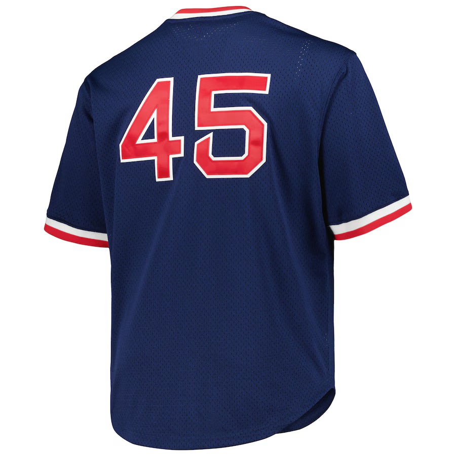 Men's Boston Red Sox Pedro Martinez Mitchell & Ness Navy 1999 Cooperstown Collection Mesh Pullover Jersey Kansas Jacket