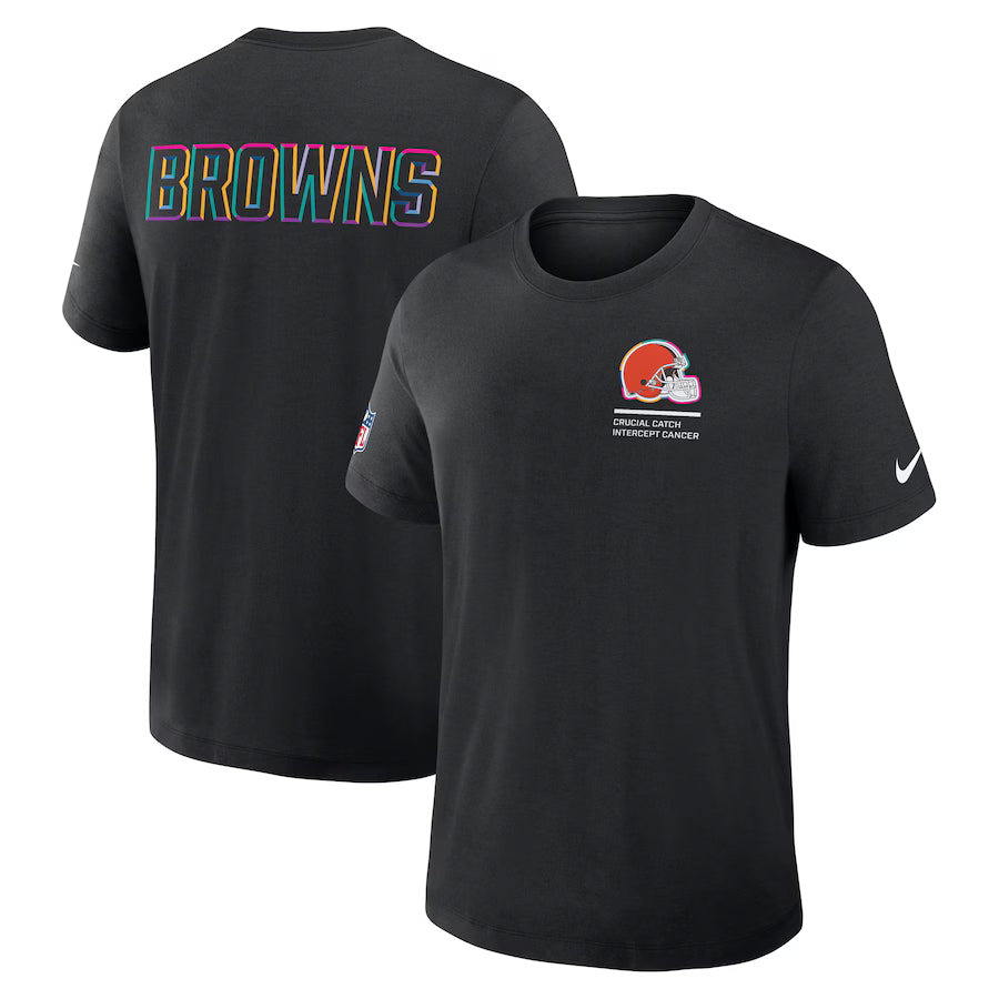 Cleveland Browns Nike Black 2025 NFL Crucial Catch Tri-Blend Dri-FIT T-Shirt Trendy Layer