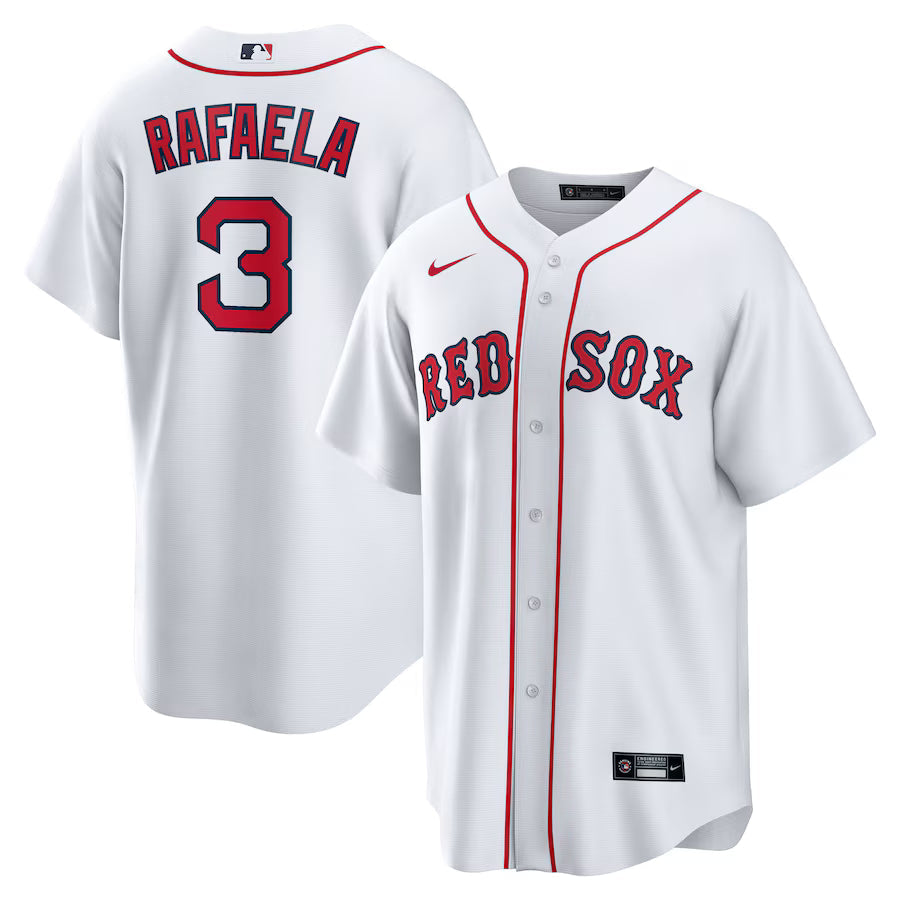Men's Boston Red Sox Ceddanne Rafaela Nike White Home Replica Jersey Kansas Jacket