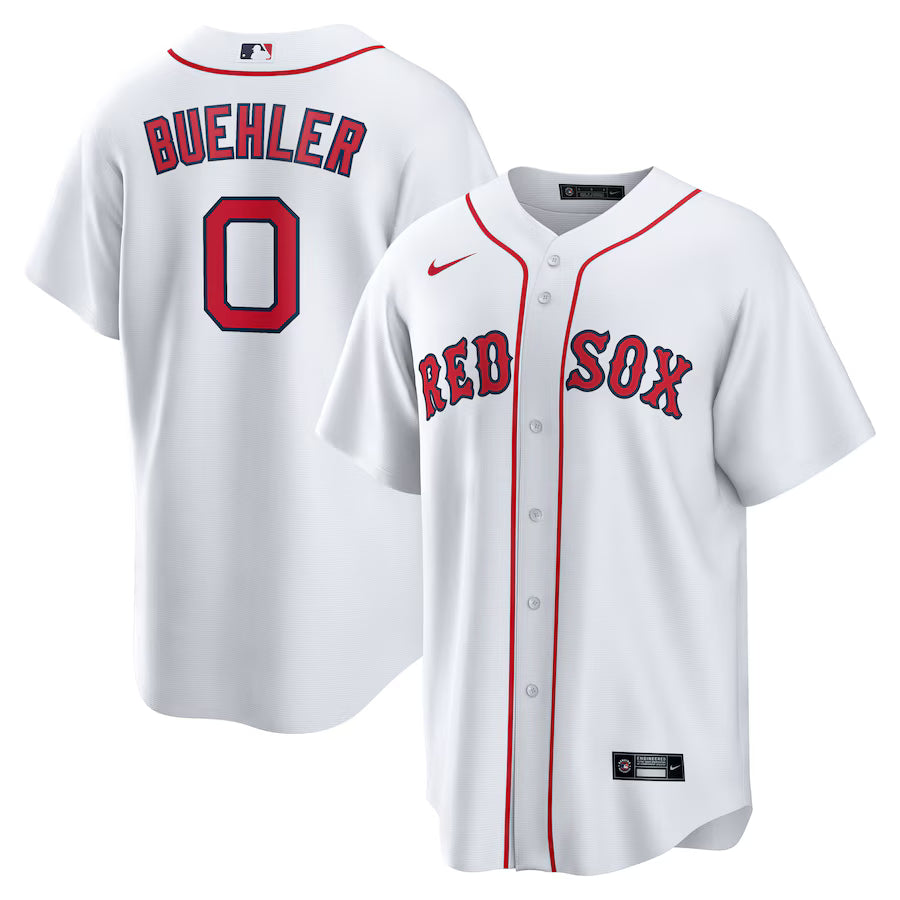 Men's Boston Red Sox Walker Buehler Nike White Home Replica Jersey Kansas Jacket
