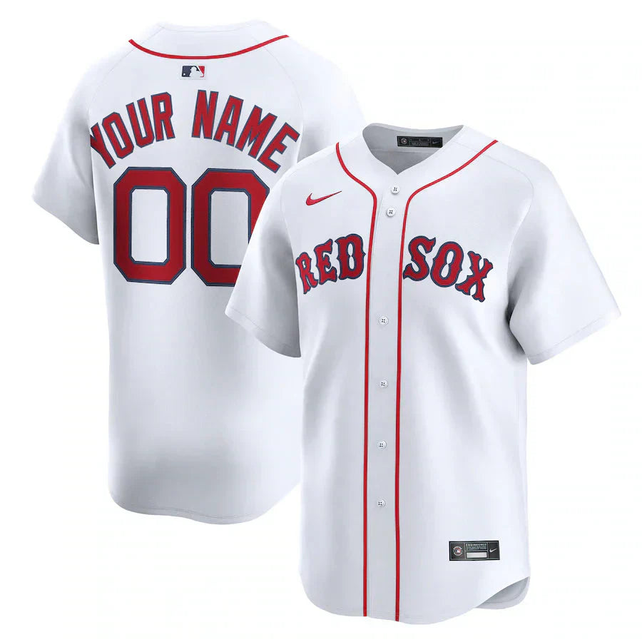 Men's Boston Red Sox Nike White Home Limited Custom Jersey Kansas Jacket