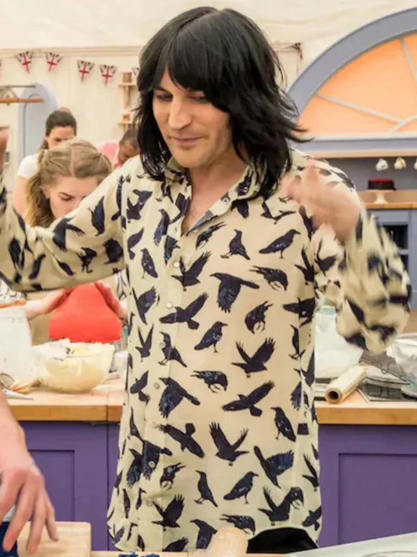 Noel Fielding Bird Printed Shirt Clanton Jacket