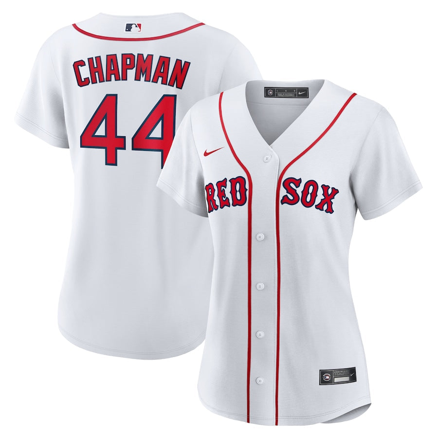 Women's Boston Red Sox Aroldis Chapman Nike White Home Replica Jersey Kansas Jacket
