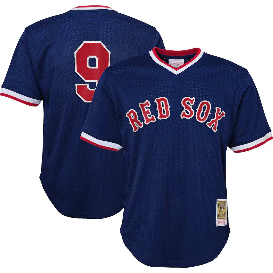 Youth Boston Red Sox Ted Williams Mitchell & Ness Navy Cooperstown Collection Mesh Batting Practice Jersey Kansas Jacket